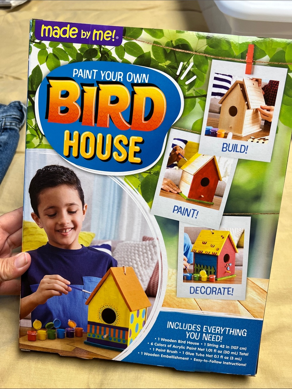 made by me Paint Your Own Bird House Kit - Yellow & Orange